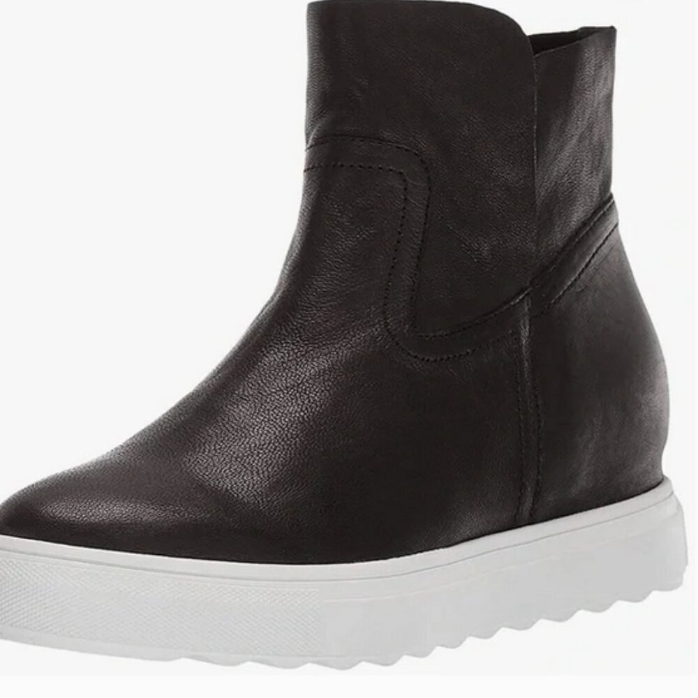 J/SLIDES Posh Wedge Sneakers - Black Leather